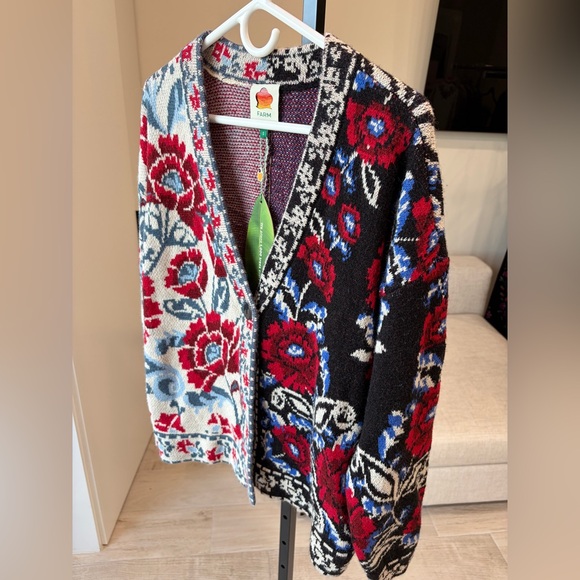 Farm Rio: Black Mixed Valentina V Neck Knit Cardigan - Picture 7 of 10